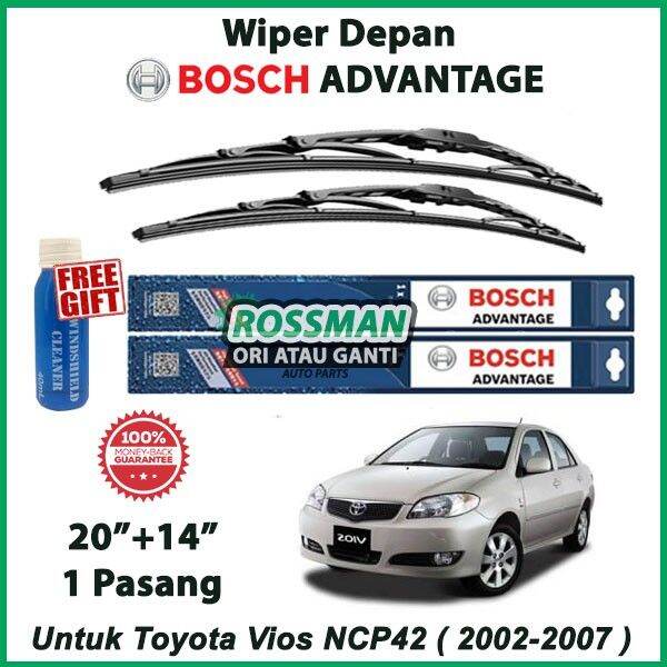 Wiper Set Toyota Vios NCP42 ( 20022007 ) Bosch Advantage 20"+14