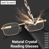 Metal Real Glass Lens Reading Glasses Men Women Square Full Frame Presbyopic Glasses Anti-Scratch Diopter Eyewear 1.5 2.0 2.5