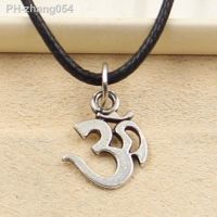 New Fashion Tibetan Silver Color Pendant Yoga Om Necklace Choker Charm Black Leather Cord Factory Price Handmade Jewelry