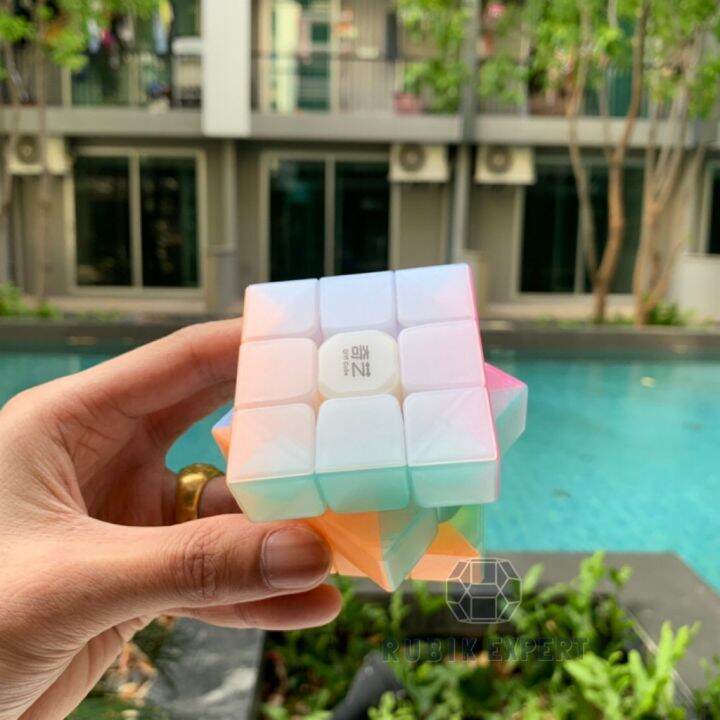 รูบิค-rubik-3x3-qiyi-stickerless-สีpudding-พาสเทล-หมุนลื่น-พร้อมสูตร-คุ้มค่า-ของแท้-100-รับประกันความพอใจ-พร้อมส่ง