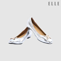 ELLE SHOES รองเท้าหนังแกะ ทรงบัลเล่ต์ LAMB SKIN COMFY COLLECTION รุ่น Ballerina สีเงินเมทาลิก ELB001