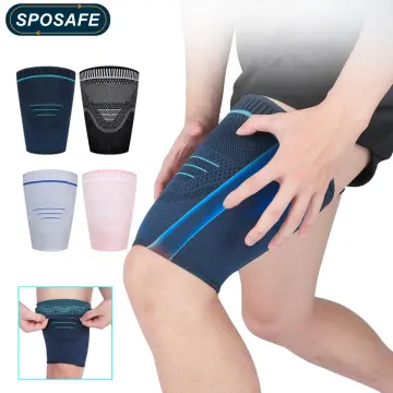 1pair Neoprene Thigh Brace Support Hamstring Compression Sleeve Adjustable  Upper Leg Wraps For Women And Men