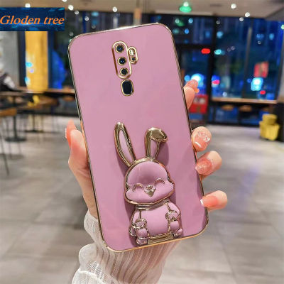 Andyh New Design For OPPO A9 2020 A5 2020 A31 2020 A8 Case Luxury 3D Stereo Stand Bracket Smile Rabbit Electroplating Smooth Phone Case Fashion Cute Soft Case