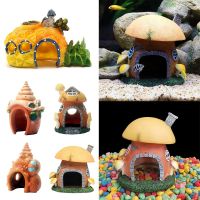 【LZ】●  Resina Cogumelo Conch Casa para Fish Tank Decor Aquário Paisagismo Decoração Figuras Ornamentos Camarão Caverna Abrigo Escondendo