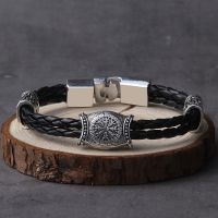 Nordic Amulet Runic Runes Beads Talisman Valknut Vegvisir Compass Trinity Symbols Viking Bracelet Men Women Vikingos Jewelries