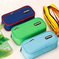 Double-layer Canvas Stationery Box Kawaii Large capacity Pencil Box Organizer Pouch Schoolbag Shape Storage Pencil Case Pencil Cases Boxes