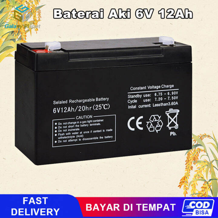 Aki Kering 6 Volt 12 Ah Aki Sepeda Listrik Mainan Mobil Aki Motor 6V
