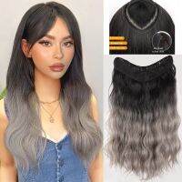 Brown-black Gradient Gray Long Curly Hair Extension Piece for Women Synthetic High-temperature Hairpiece Clip In Hair Extensio Wig  Hair Extensions  P