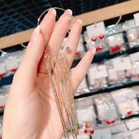 1 pcs Fashion Long Tassel Women Earrings Luxury Crystal New Gold Ear Cuff Clip Silver Jewelry Clip On Earring