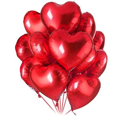 30 Heart Foil Balloons Red Helium Balloons 18 Inches Valentines Day Romantic Decoration Set Decoration