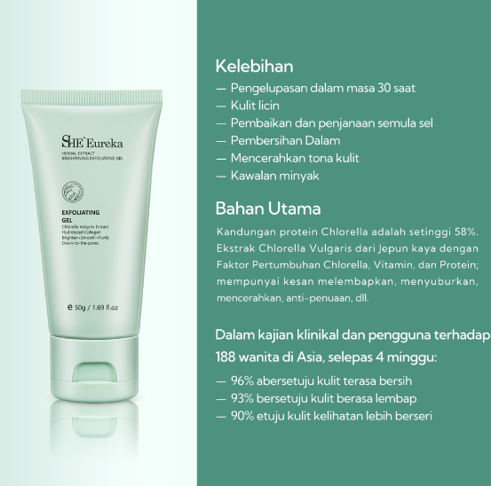 SHE Eureka Chlorella exfoliating gel &scrub muka &exfoliating gel