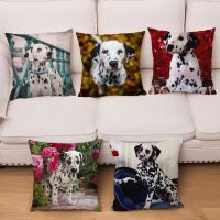 Super Soft Short Plush Cushion Cover Cute Dalmatian Pet Dogs Print Pillow Covers 45*45 Throw Pillows Cases Home Decor Pillowcase Cushion Cover