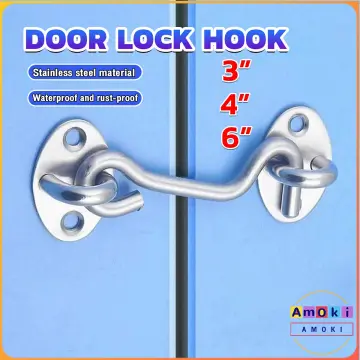Barn Door Latch Door Lock Sliding Door Lock Eye Latch Hook Cabin Window Hook  with Screws 150mm 75mm