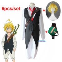 Anime The Seven Deadly Sins Nanatsu No Taizai Dragons Sin of Wrath Meliodas Cosplay Costume Full Set Uniform and wigs 6pcs