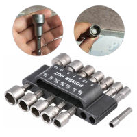 【คลังสินค้าพร้อม】14 Pack Electric Nut Driver Bit Set 5-12Mm Hex Shank Hex Nut Socket 1/4 "Screw Metric Screwdriver Tool Set Adapter Bits