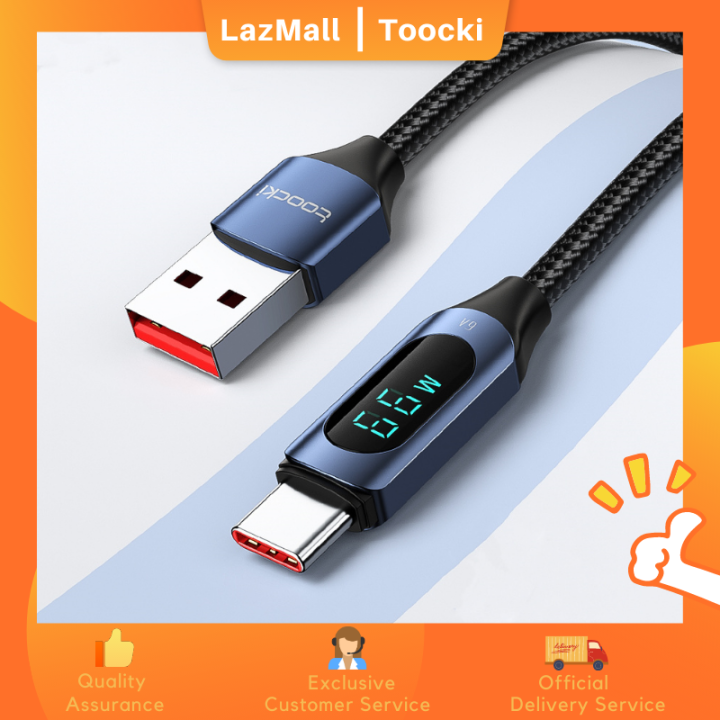 Toocki LED 66W USB Type C Cable 6A Super Fast Charging Cable For Huawei ...