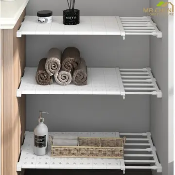 Retractable Kitchen Tiered Shelf Cabinet Partition Desktop