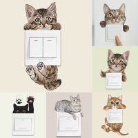 New Cartoon Painted Cute Cat Switch Sticker Home Decoration Wall Sticker Self-adhesive for Kids Room Living Room Bedroom Decor Wall Stickers Decals