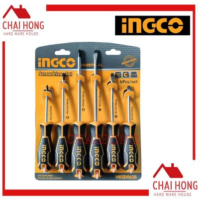 INGCO ชุดไขควง HKSD0628 ( 6pcs screwdriver set )  ไขควงชุด ปากแบน ปากแฉก 6 อัน ชุดไขควงingco ไขควง