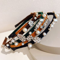 Retro Baroque Elegant Headband High-Grade Rhinestone Pearl Hairpin Korean Versatile Outing Hair Band