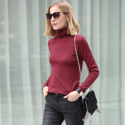 AMII Minimalism Autumn Winter Womens Sweater Causal Solid Basic Turtleneck Sweaters For Women Womens sweater Tops 1206