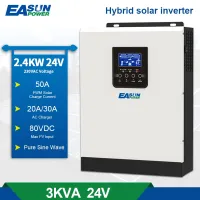 อินเวอร์เตอร์พลังงานแสงอาทิตย์3KVA เพียวไซน์เวฟ24V 220V พลังงานไฟฟ้า1500W 50A PWM ในตัวเครื่องควบคุมการชาร์จพลังงานแสงอาทิตย์และสายชาร์จ AC สำหรับใช้ในบ้าน