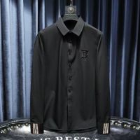 Burberry High-End Light Luxury Men S Shirt B Letter Embroidery Solid Color Casual Shirt