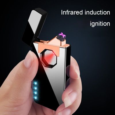 Survival kits Flameless Windproof Infrared Induction Double Arc Lighter Rechargeable USB Electronic Plasma Encendedores Dropshipping Survival kits