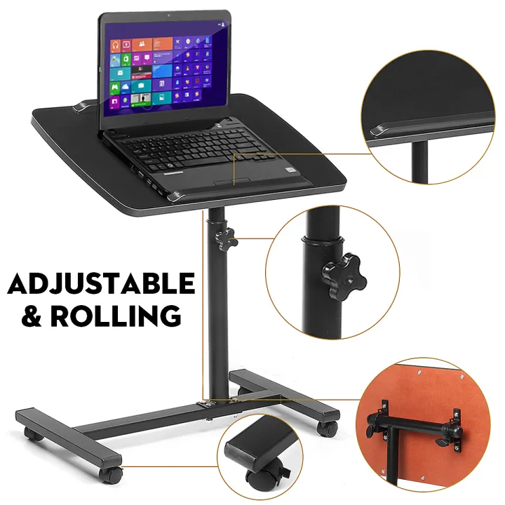 360° Adjustable Mobiles Rolling Laptop Desk With 4 Wheels 60-90cm ...