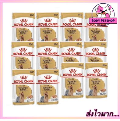 (ยกโหล 12 ซอง) Royal Canin Yorkshire Terrier Adult Dog Food อาหารเปียกสุนัข พันธุ์ยอร์คไชร์ เทอร์เรีย อายุ 10 เดือนขึ้นไป 85 กรัม.