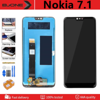 อะไหล่ชุดแผงหน้าจอสัมผัสสำหรับ หน้าจอNokia 7.1ดิจิไทเซอร์จอแสดงผล LCD จอแอลซีดีทั้งหมดอะไหล่ทดแทนขนาด5.84นิ้ว TA-1100 TA-1097 TA-1085 TA-1095 TA-1096