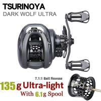 TSURINOYA รอกม้วนน้ำหนักเบาเป็นพิเศษ135G BFS 6.1G,ม้วน KF50S หมาป่าสีดำแกนม้วนเก็บได้รอก Gratis Ongkir