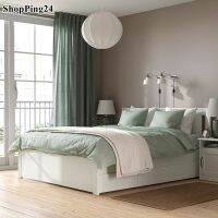 เตียงนอน โครงเตียง SONGTASAND โครงเตียงพร้อมกล่องเก็บของ 4 ใบ  สีขาว Bed SONGTASAND Bed frame with 4 storage boxes white