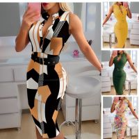 Elegant Womens Sexy Dresses 2023 Summer Fashion Button Tight Belt Lady Party Dress Vestido Mujer S-XXXL