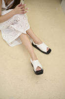 Glimpse - รองเท้ารัดส้น หนังเงา สีขาว - White Glossy Sling Back Platform