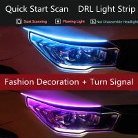 Xps 【คลังสินค้าพร้อม】2Pcs Quick Start Scanning Car Motorcycle LED Light Strip Universal Ultra Thin Waterproof Flexible Car Daytime Running Light Flowing Flow Light Strip DRL Dual Mode Turn Signal Ligh Daylight LED