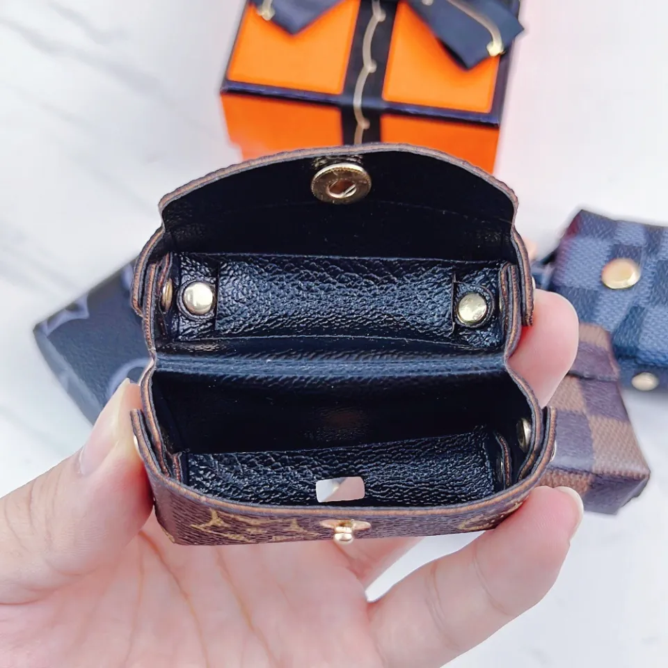 Luxury Leather Plaid Mini Storage Bag keychain Men Women Key Bag Small Coin  Purse Women Lipstick Bags key Chain Pendant Wallet