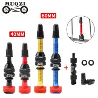 MUQZI 2PCS 40/60MM Bicycle Tubeless Valve F/V Presta MTB Road Bike Tire Valve CNC Alloy Nipple Brass Core Valve Tool Accessories