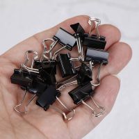 12pcs 15mm Black Metal Binder Clips Notes File Letter Paper Clip Photo Binding Stationery Binder Clips Office Binding Supplies