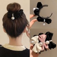 【Ready Stock】 ☍⊙¤ C18 Autumn And Winter Velvet Bun Grip Women S Double-Sided Pearl Bow Hairpin Headdress Temperament Clip Hair Accessories Fashion Accessories