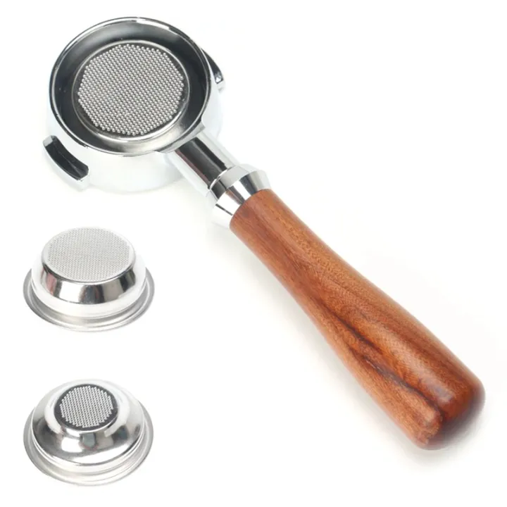 58MM Stainless Steel Double Ear Coffee Machine Handle Bottomless Filter