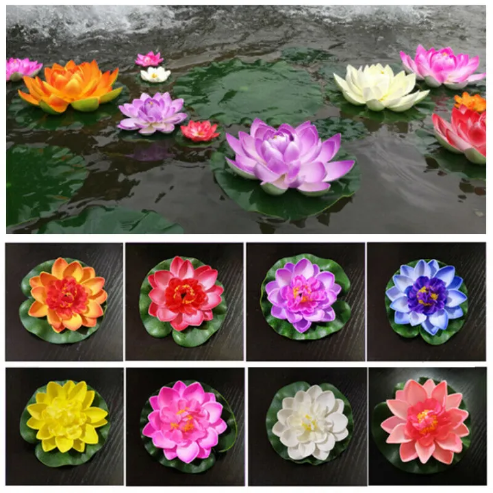【NEW ！】5PCS Artificial Lotus Flowers Lily Pad Floating Aquarium Pond