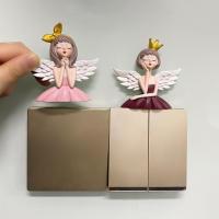 Switch Sticker Self-adhesive 3D Synthetic Resin Angel Girl Sticky Angel Girl Kitchen Refrigerator Ornament decoración hogar Wall Stickers Decals