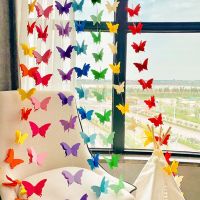 【Fun party】2เมตร3D ColorfulPaperHanging แบนเนอร์งานแต่งงานงานเลี้ยงวันเกิดของตกแต่งทารกฝักบัวสาวประดับห้องตอม่อ