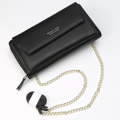 New Leather Long Buckle Women Wallet Chain Sling Bag Clutch Bag Female Coin Purse Credit Card Holder