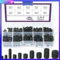 LOVOKK 400Pc 10ขนาด สกรูหัวจมหกเหลี่ยม M3/4/5/6/8 หัวอัลเลน ชุดจัดประเภท สกรูที่จับก๊อกน้ำ สีดำสีดำ ชุดสกรูสกรู มือจับประตู, ก๊อกน้ำ, fixtur แสง