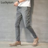 sun Men Casual Pant Thin Skin-friendly and Breathable Work Trousers Slim Fit Lifestyle Long Pants