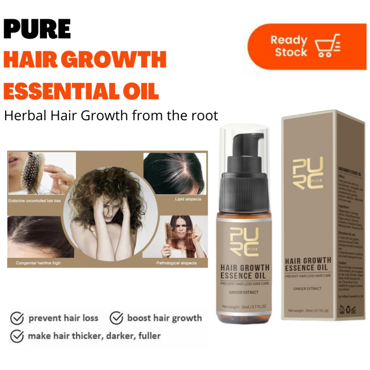 PURC 100% Pure Natural Hair Growth Oil Effective Prevent Hair Loss Fast ...