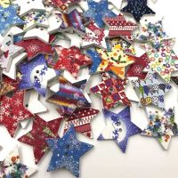 25/50/100pcs 25mm Star Merry Christmas Wood Scrapbooking Sewing Buttons WB465 Haberdashery