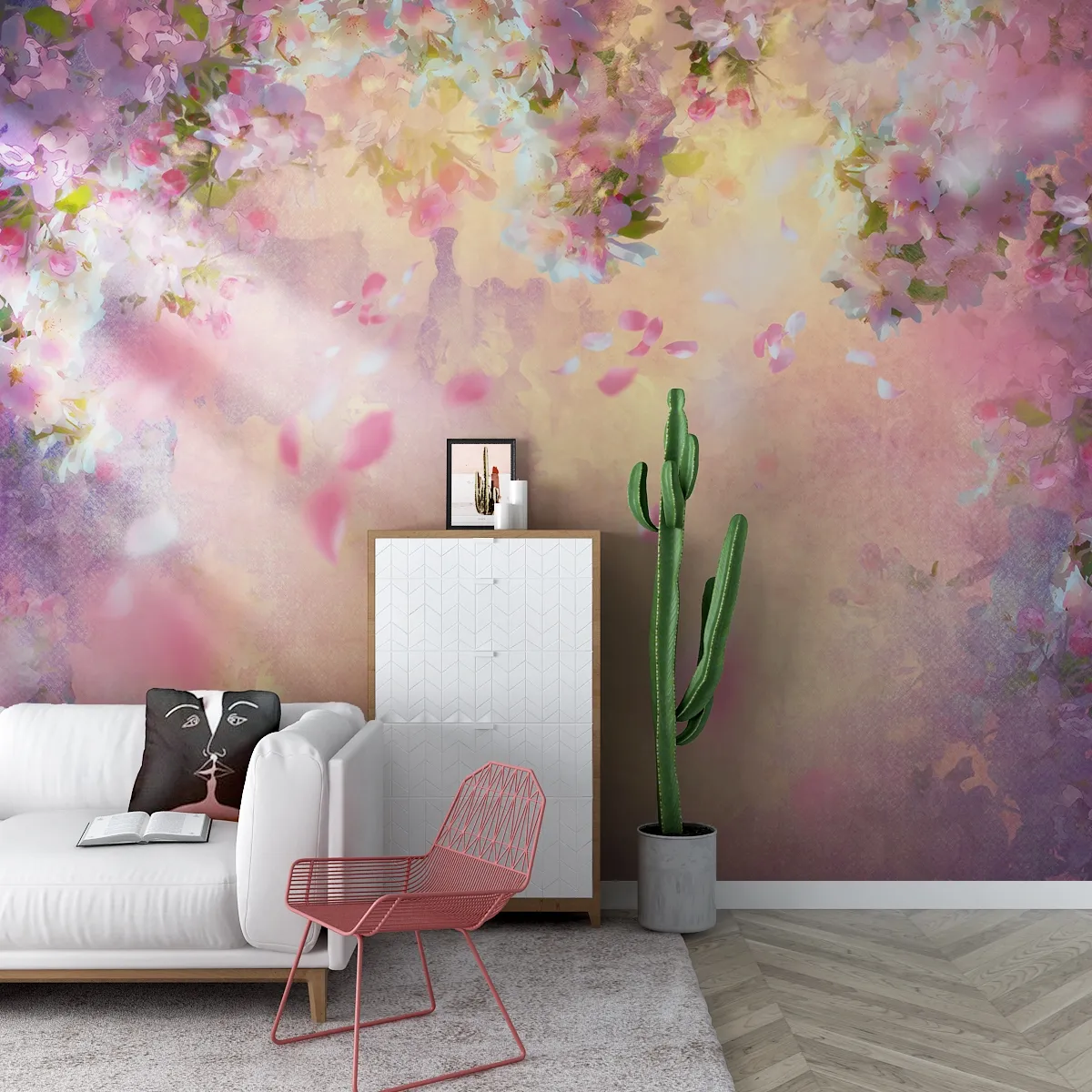 Long Fa} Custom 3D Wallpaper Romantic Flowers Color Graffiti Mural Interior Design  Wallpaper For Living Room Bedroom | Lazada Ph